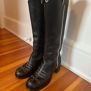 Mini Miu Size 38 Black Cowboy Boots- worn once!